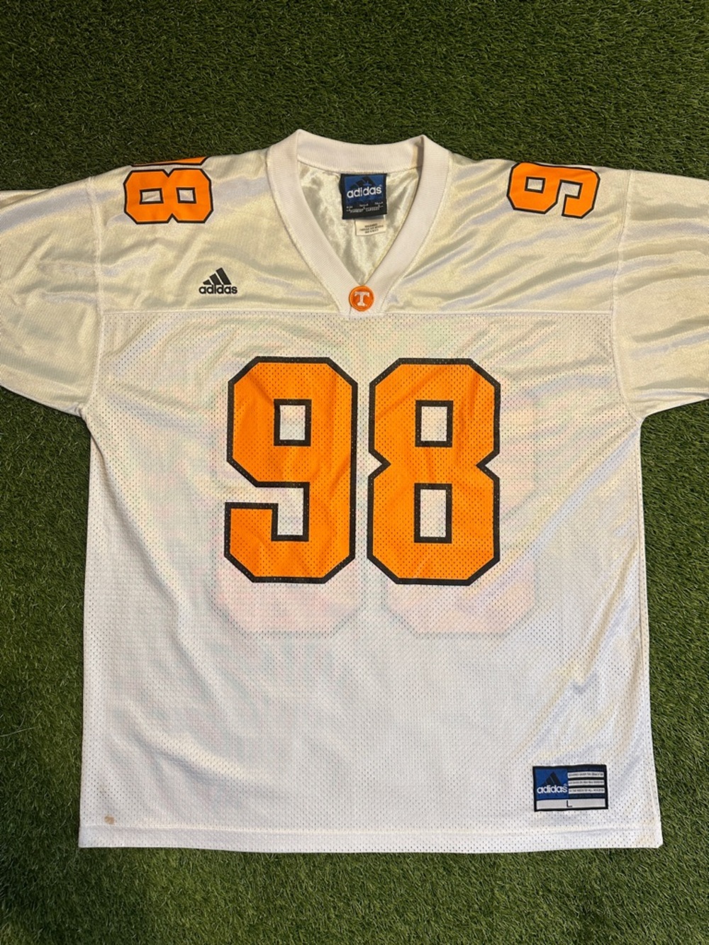 RARE Vintage UT Vols Volunteers 90’s Y2K adidas White Orange #98 Football Jersey